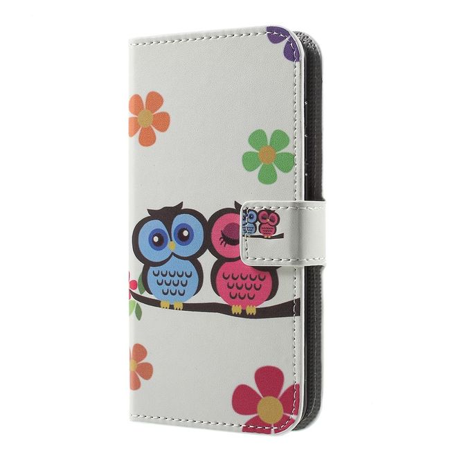 Huawei P8 Lite (2017) Handycase - Hülle aus Leder - verliebtes Eulenpärchen