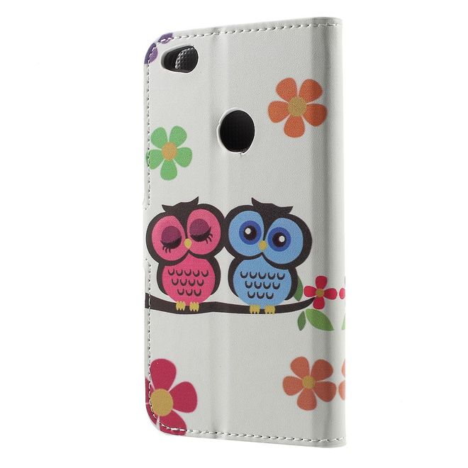Huawei P8 Lite (2017) Handycase - Hülle aus Leder - verliebtes Eulenpärchen