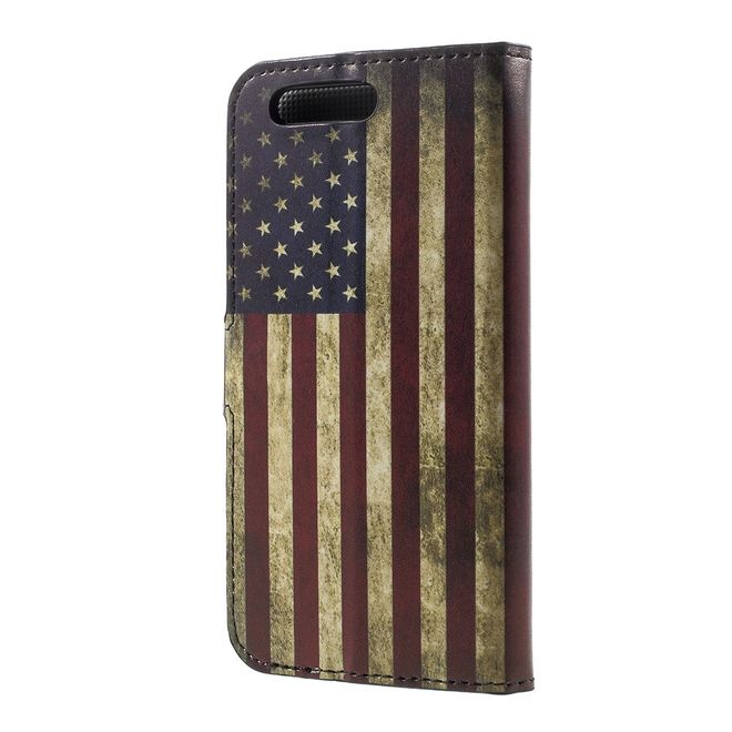 Huawei P10 Handycase - Hülle aus Leder - USA Flagge im Retrolook