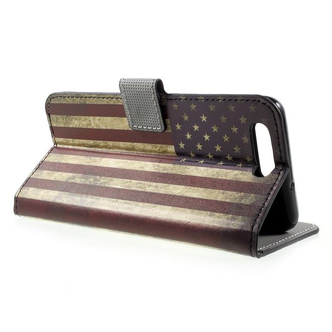 Huawei P10 Handycase - Hülle aus Leder - USA Flagge im Retrolook