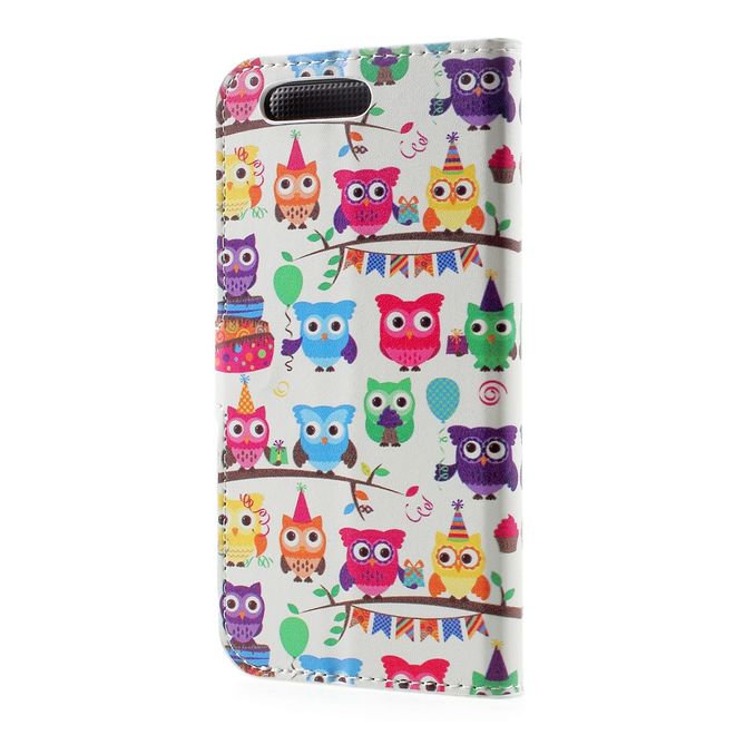 Huawei P10 Handycase - Hülle aus Leder - viele kleine Eulen