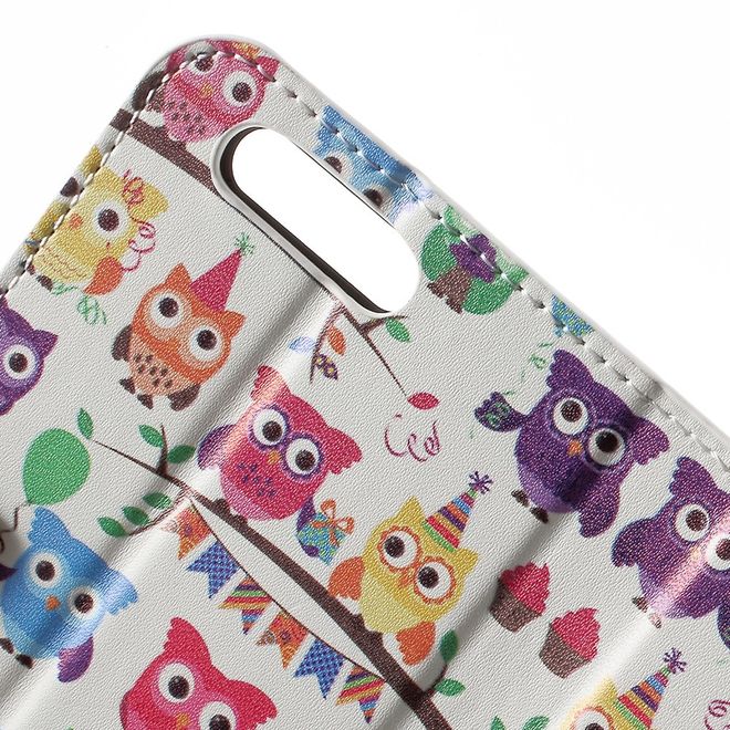 Huawei P10 Handycase - Hülle aus Leder - viele kleine Eulen