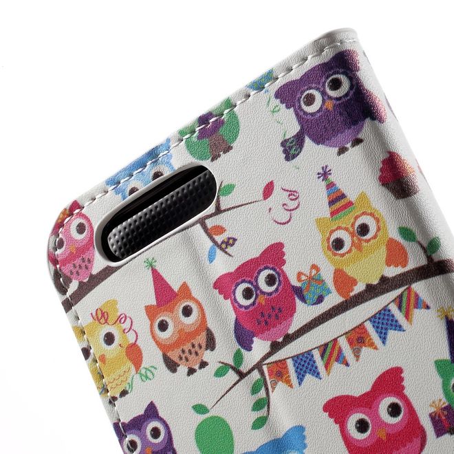 Huawei P10 Handycase - Hülle aus Leder - viele kleine Eulen