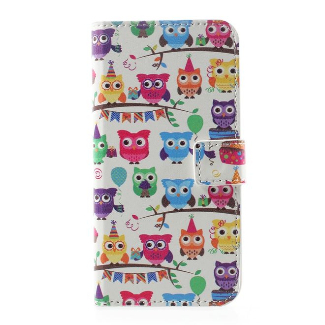 Huawei P10 Handycase - Hülle aus Leder - viele kleine Eulen