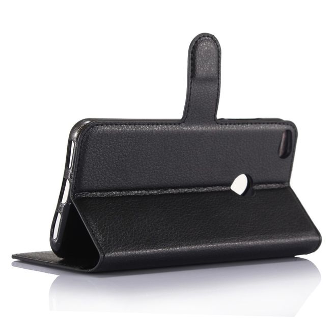 Huawei P8 Lite (2017) Handycover - Hülle aus Leder - mit Litchitextur - schwarz