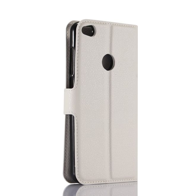 Huawei P8 Lite (2017) Handycover - Hülle aus Leder - mit Litchitextur - weiss