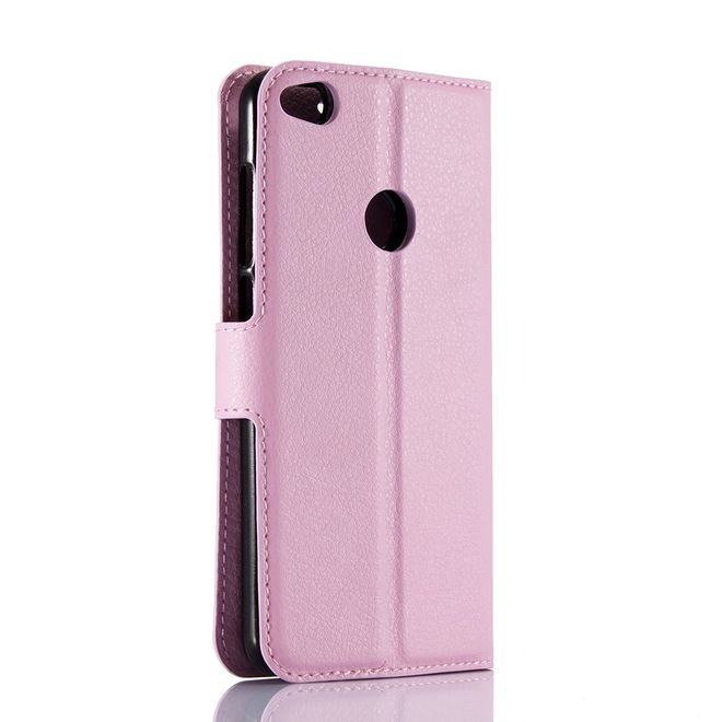 Huawei P8 Lite (2017) Handycover - Hülle aus Leder - mit Litchitextur - pink