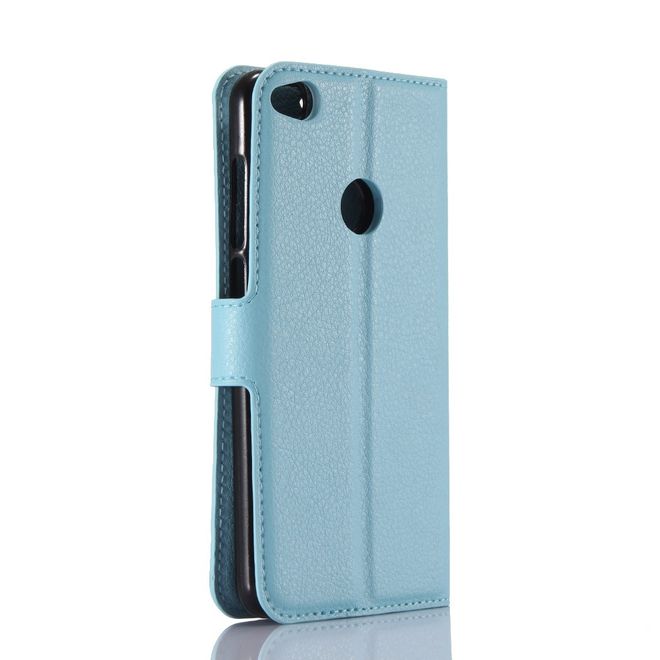 Huawei P8 Lite (2017) Handycover - Hülle aus Leder - mit Litchitextur - blau