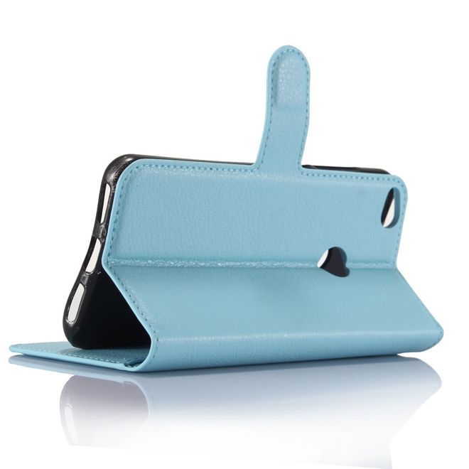 Huawei P8 Lite (2017) Handycover - Hülle aus Leder - mit Litchitextur - blau