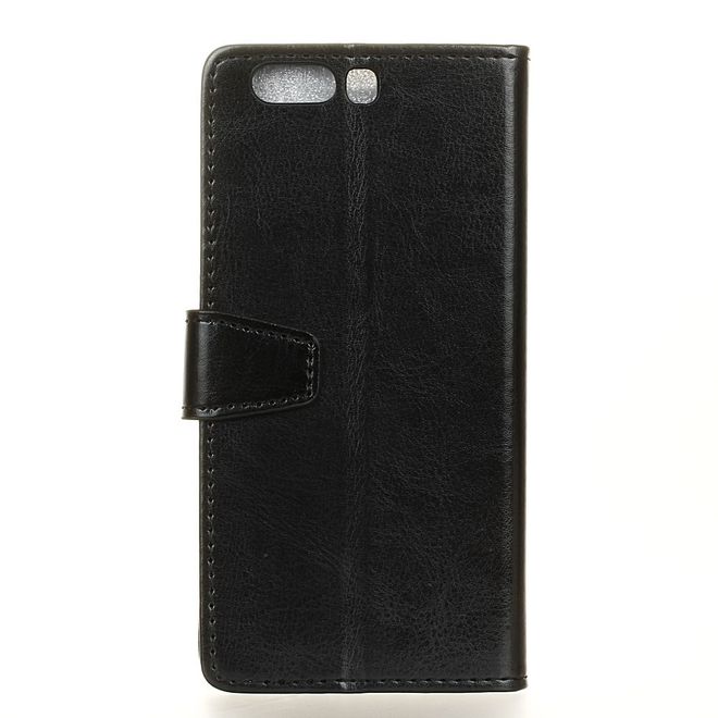 Huawei P10 Handy Case - Crazy Horse Leder Flip Case - schwarz