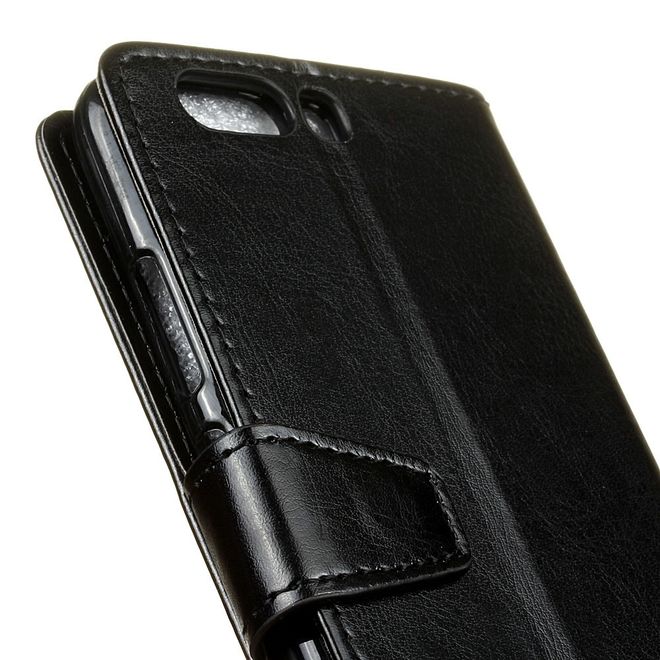 Huawei P10 Handy Case - Crazy Horse Leder Flip Case - schwarz