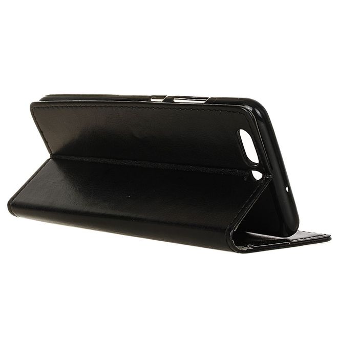 Huawei P10 Handy Case - Crazy Horse Leder Flip Case - schwarz