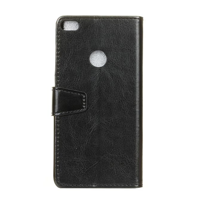Huawei P8 Lite (2017) Handy Case - Crazy Horse Leder Flip Case - schwarz
