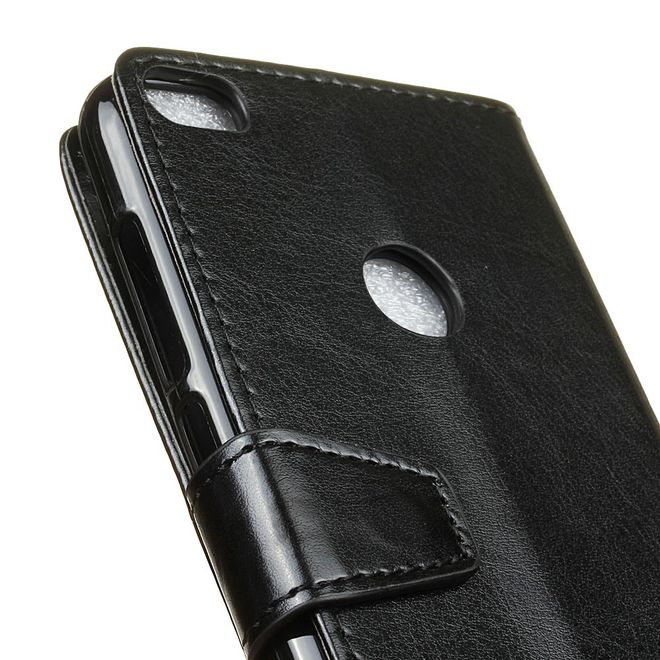 Huawei P8 Lite (2017) Handy Case - Crazy Horse Leder Flip Case - schwarz