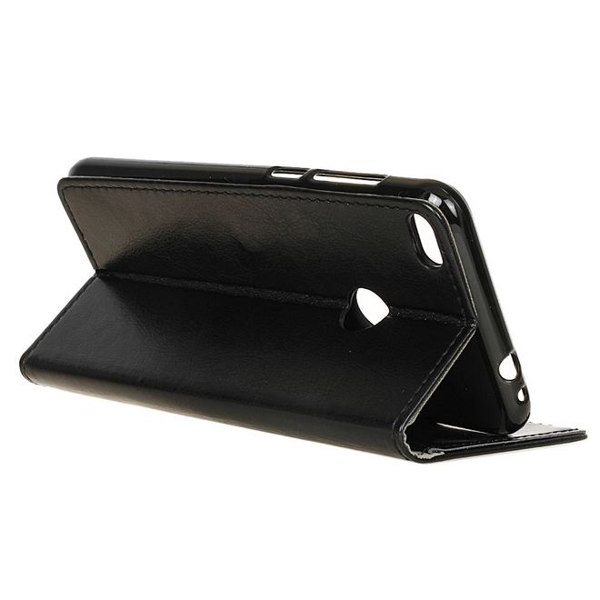 Huawei P8 Lite (2017) Handy Case - Crazy Horse Leder Flip Case - schwarz