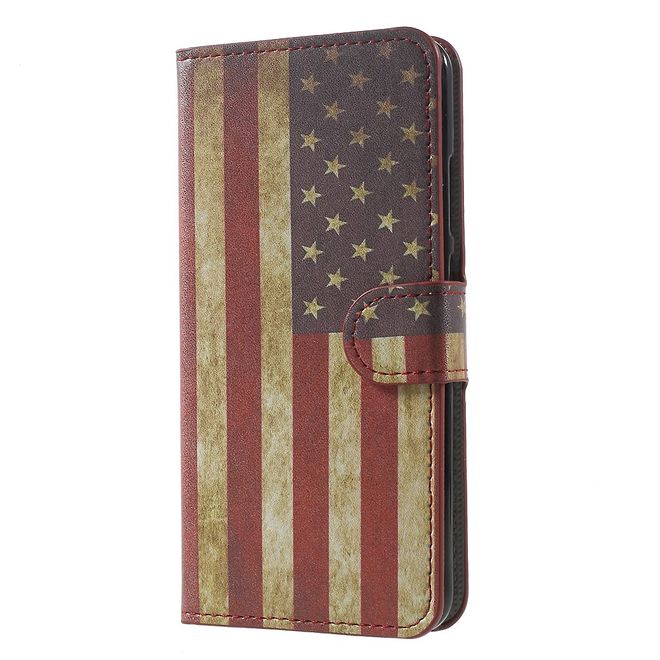 Handy Hülle für Huawei P10 Plus - Case aus Leder - USA Flagge im Retrolook