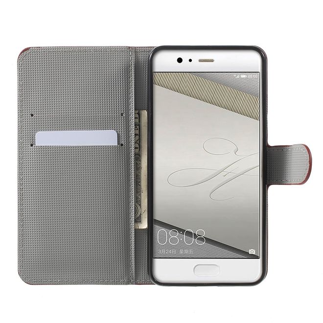 Handy Hülle für Huawei P10 Plus - Case aus Leder - USA Flagge im Retrolook