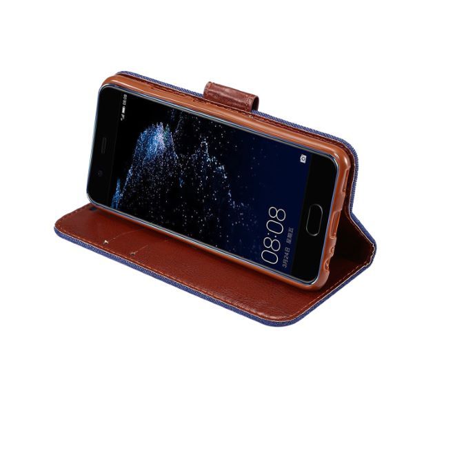 Huawei P10 Plus Hülle - HandyBookcover - im Jeanslook - dunkelblau