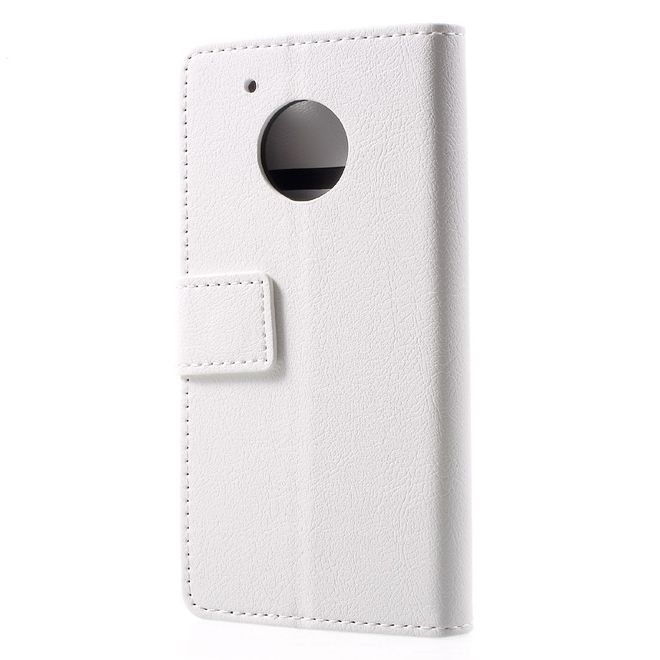 Motorola Moto G5 Handy Hülle - Cover aus Leder - mit Standfunktion - weiss