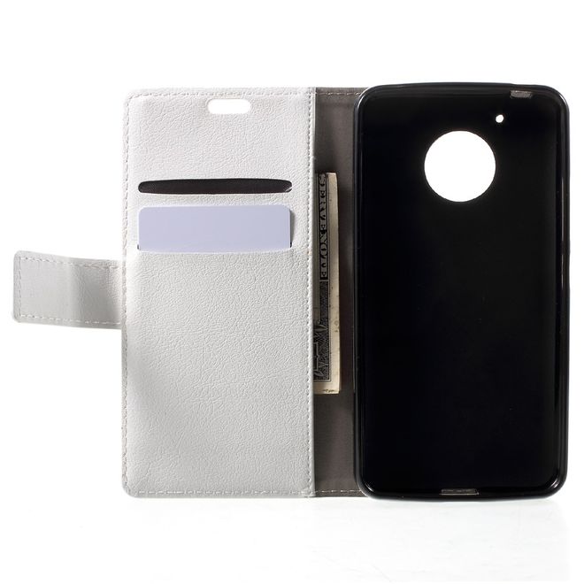 Motorola Moto G5 Handy Hülle - Cover aus Leder - mit Standfunktion - weiss