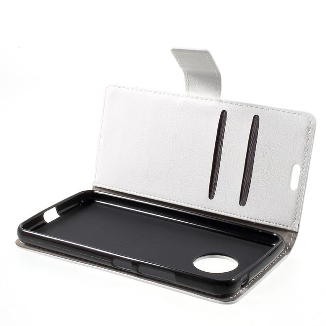 Motorola Moto G5 Handy Hülle - Cover aus Leder - mit Standfunktion - weiss