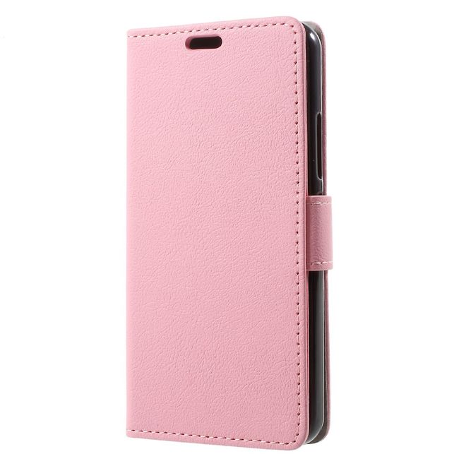 Motorola Moto G5 Handy Hülle - Cover aus Leder - mit Standfunktion - pink