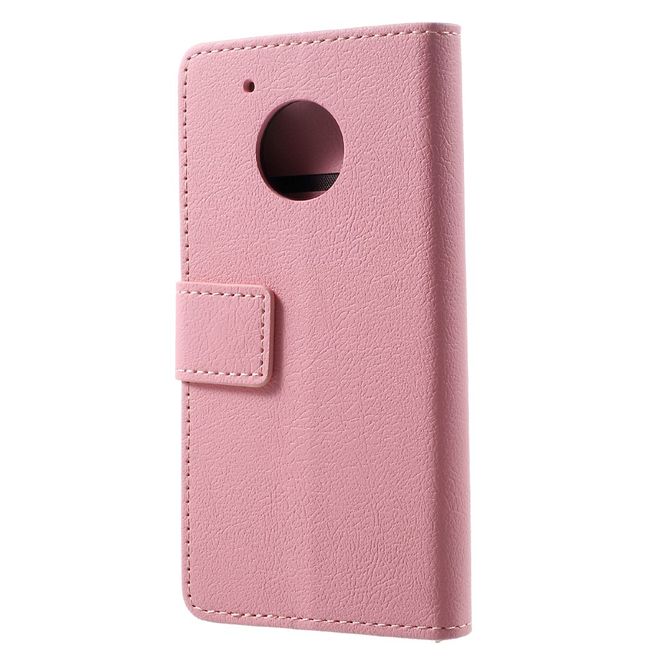 Motorola Moto G5 Handy Hülle - Cover aus Leder - mit Standfunktion - pink