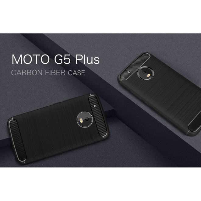 Motorola Moto G5 Plus Handy Case - Hülle aus elastischem TPU Plastik - mit Karbonmuster - schwarz
