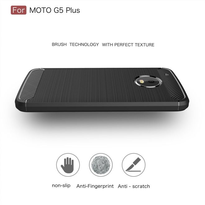 Motorola Moto G5 Plus Handy Case - Hülle aus elastischem TPU Plastik - mit Karbonmuster - schwarz