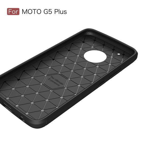 Motorola Moto G5 Plus Handy Case - Hülle aus elastischem TPU Plastik - mit Karbonmuster - schwarz