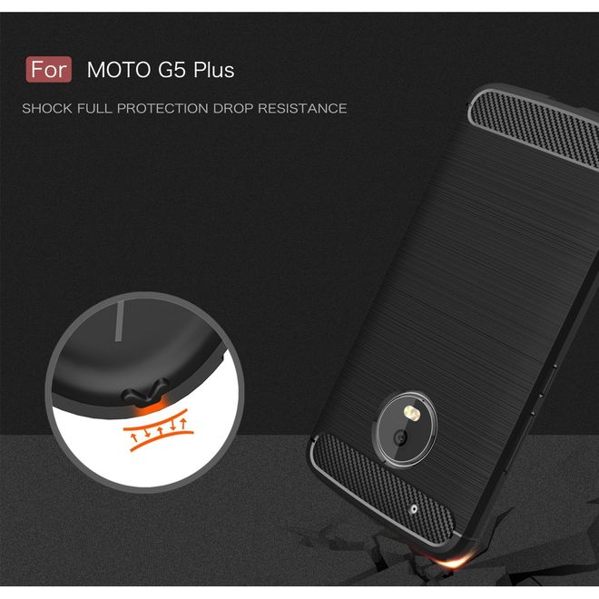 Motorola Moto G5 Plus Handy Case - Hülle aus elastischem TPU Plastik - mit Karbonmuster - schwarz