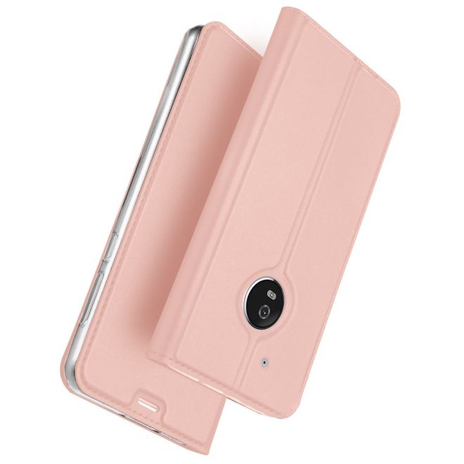Handyhülle für Motorola Moto G5 Plus - Leder Flip Case - mit Visitenkartenfach - rosegold