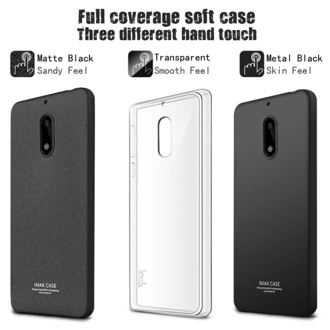 Imak - Handy Case für Nokia 6 - Hülle aus elastischem TPU Plastik - mit Schutzfolie - metal black