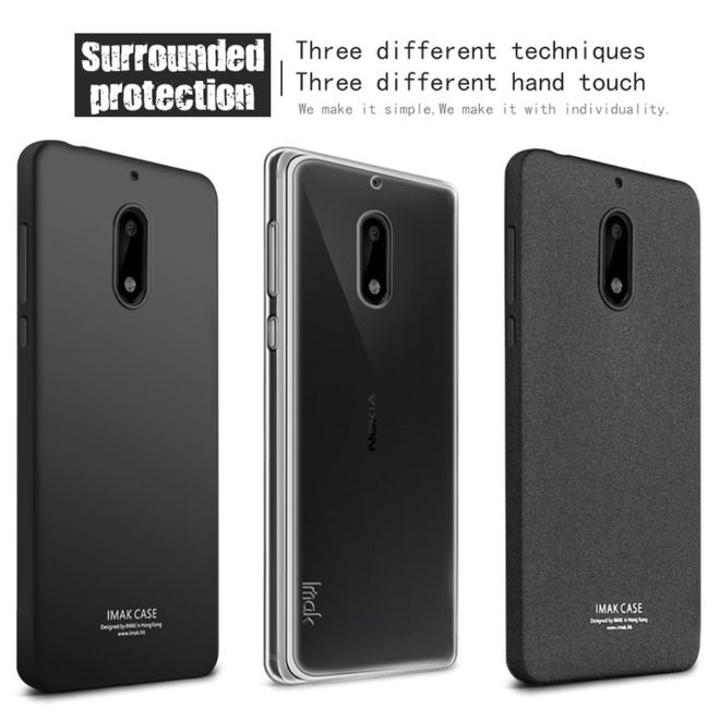 Imak - Handy Case für Nokia 6 - Hülle aus elastischem TPU Plastik - mit Schutzfolie - matt schwarz