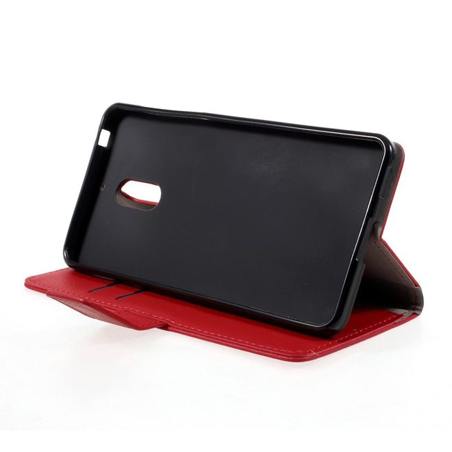 Nokia 6 Hülle - Handy Case aus Leder - mit Standfunktion - rot