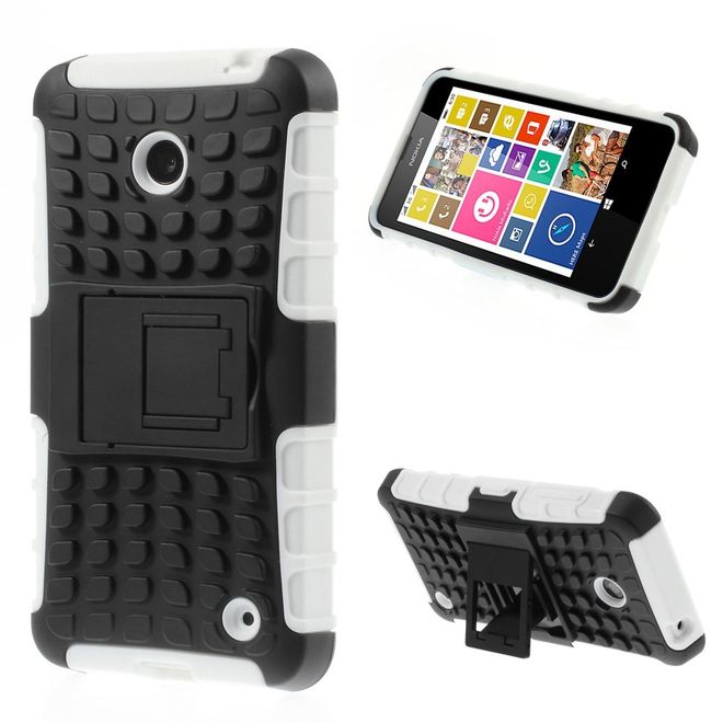 Nokia Lumia 630/635 Hülle - Case aus Hart- und TPU Plastik - mit Kickstand - weiss
