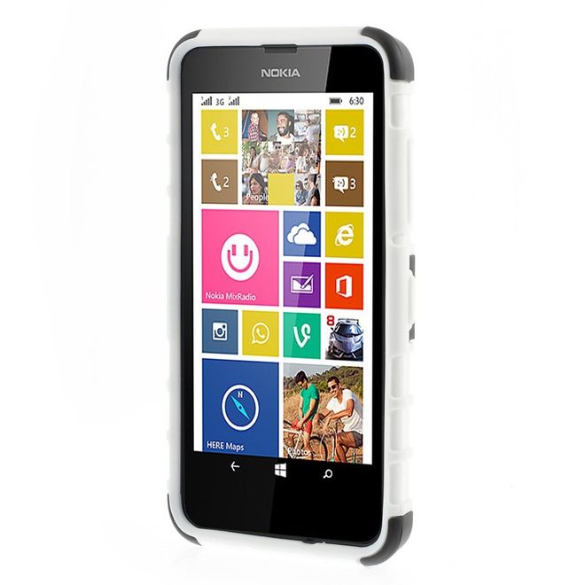 Nokia Lumia 630/635 Hülle - Case aus Hart- und TPU Plastik - mit Kickstand - weiss