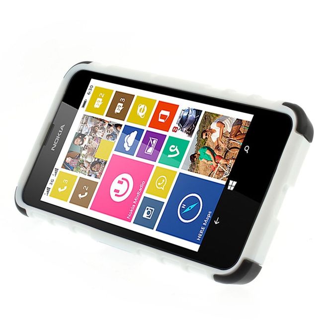 Nokia Lumia 630/635 Hülle - Case aus Hart- und TPU Plastik - mit Kickstand - weiss