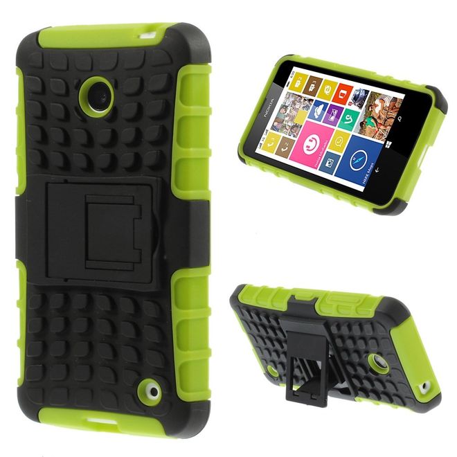Nokia Lumia 630/635 Hülle - Case aus Hart- und TPU Plastik - mit Kickstand - grün