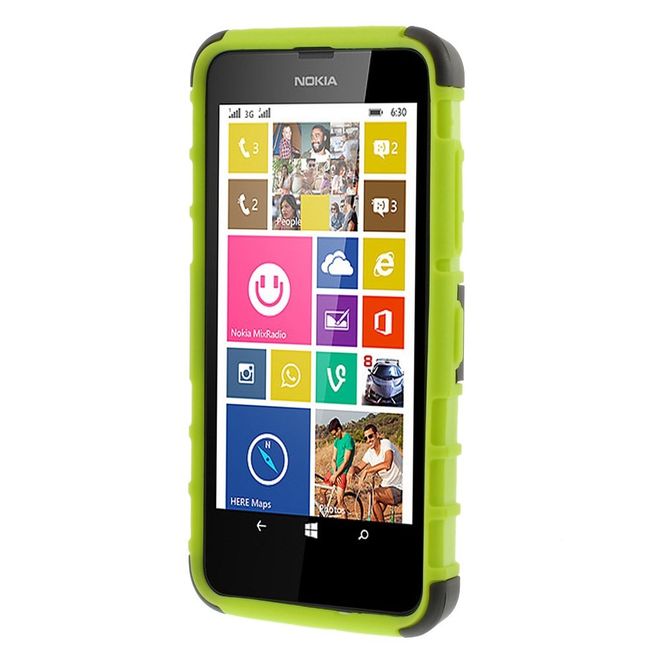 Nokia Lumia 630/635 Hülle - Case aus Hart- und TPU Plastik - mit Kickstand - grün