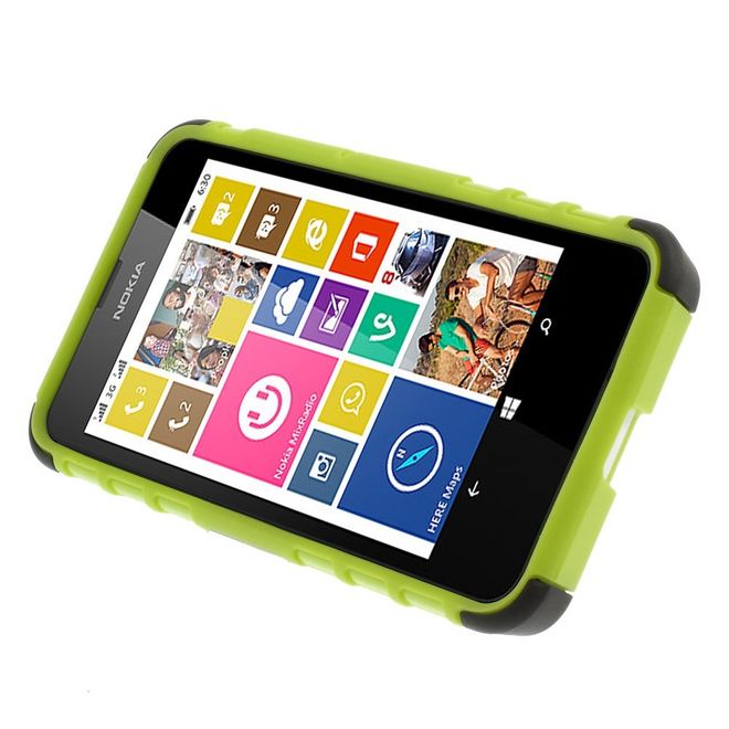 Nokia Lumia 630/635 Hülle - Case aus Hart- und TPU Plastik - mit Kickstand - grün