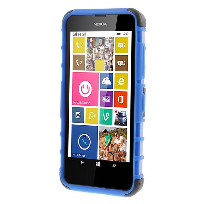 Nokia Lumia 630/635 Hülle - Case aus Hart- und TPU Plastik - mit Kickstand - blau