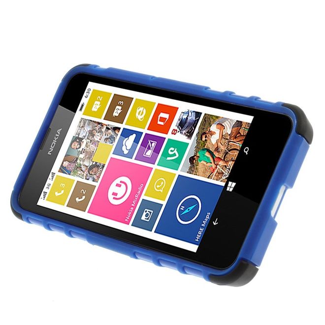 Nokia Lumia 630/635 Hülle - Case aus Hart- und TPU Plastik - mit Kickstand - blau