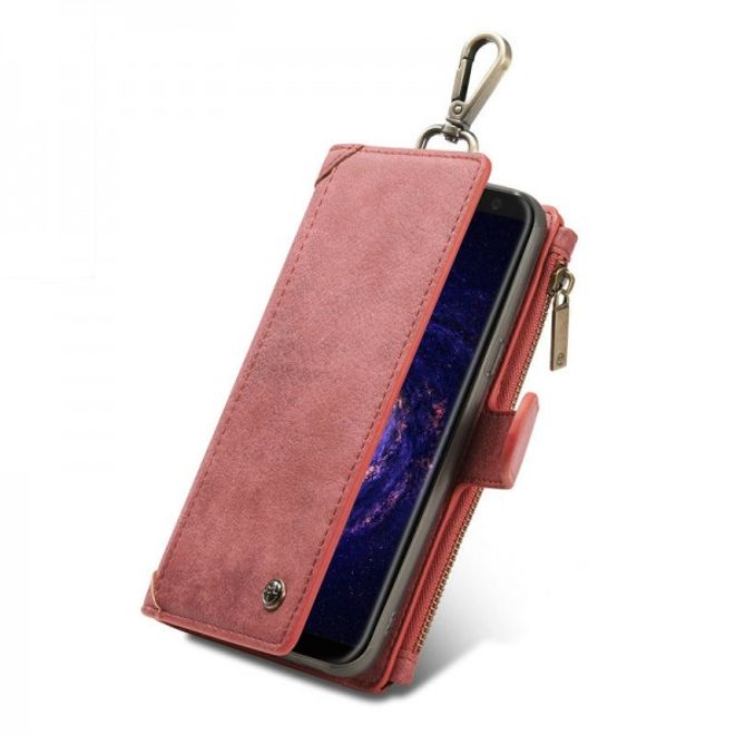 Caseme - Leder Etui mit abnehmbarer Plastik Hülle für Samsung Galaxy S8 - rot