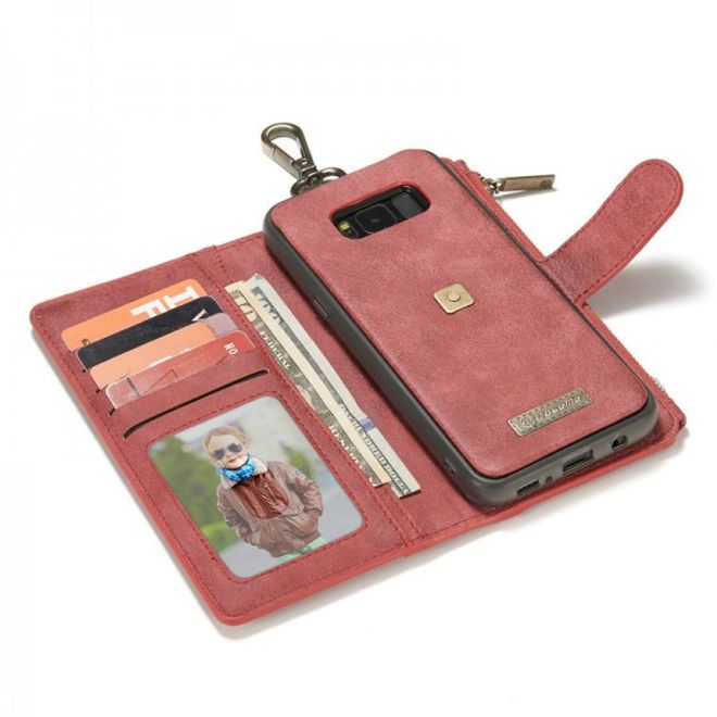 Caseme - Leder Etui mit abnehmbarer Plastik Hülle für Samsung Galaxy S8 - rot