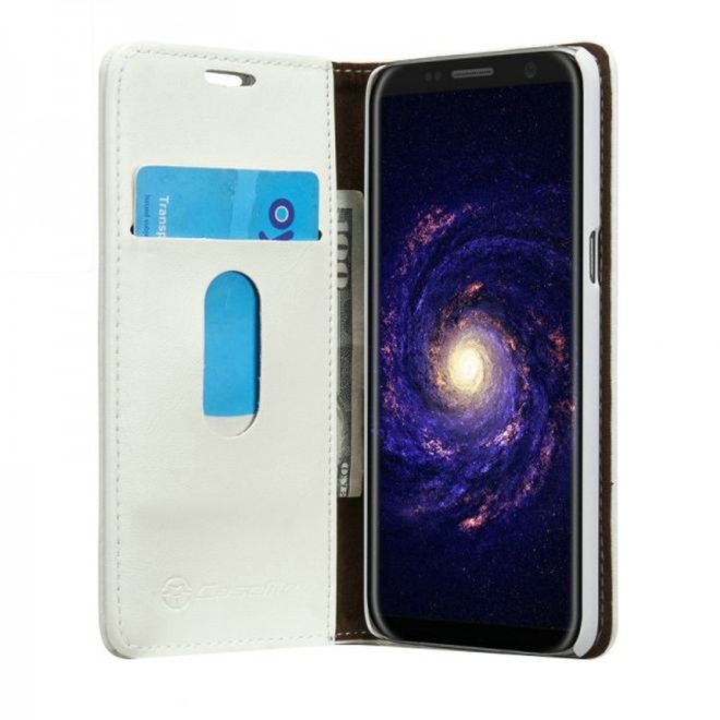Caseme - Klassische Leder Hülle für Samsung Galaxy S8 Plus - weiss