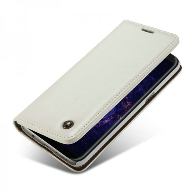 Caseme - Klassische Leder Hülle für Samsung Galaxy S8 Plus - weiss