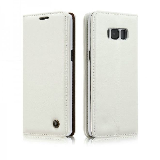 Caseme - Klassische Leder Hülle für Samsung Galaxy S8 Plus - weiss