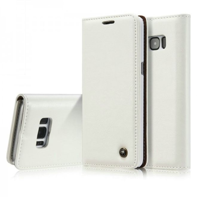 Caseme - Klassische Leder Hülle für Samsung Galaxy S8 Plus - weiss
