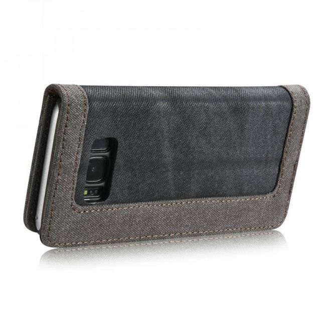 Caseme - Stylische Leder Hülle für Samsung Galaxy S8 Plus - schwarz